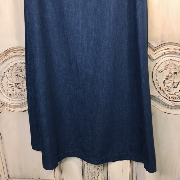 VINTAGE Essentials Style Chambray 100% Cotton Maxi Skirt Size 14 - Picture 5 of 11
